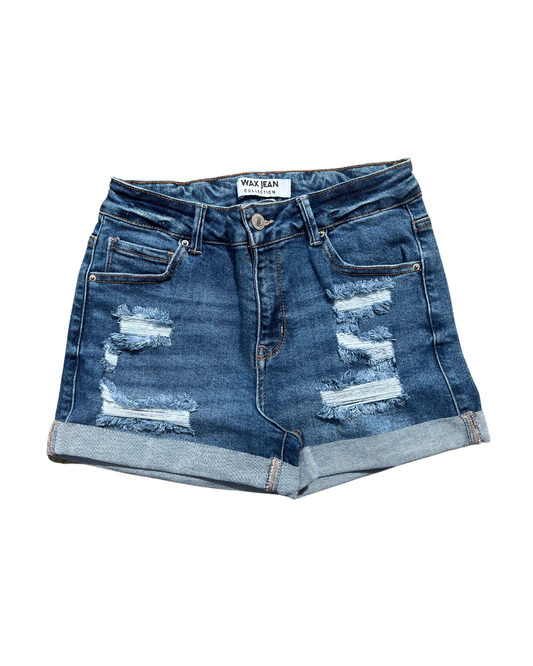 Blue Denim Destructed Vintage Shorts
