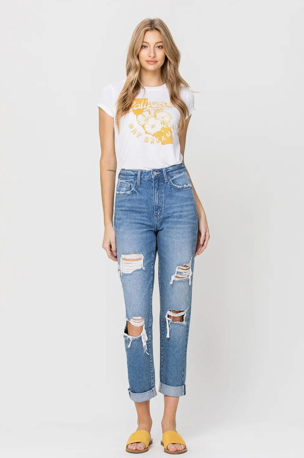 Distressed Rigid Mom Jean