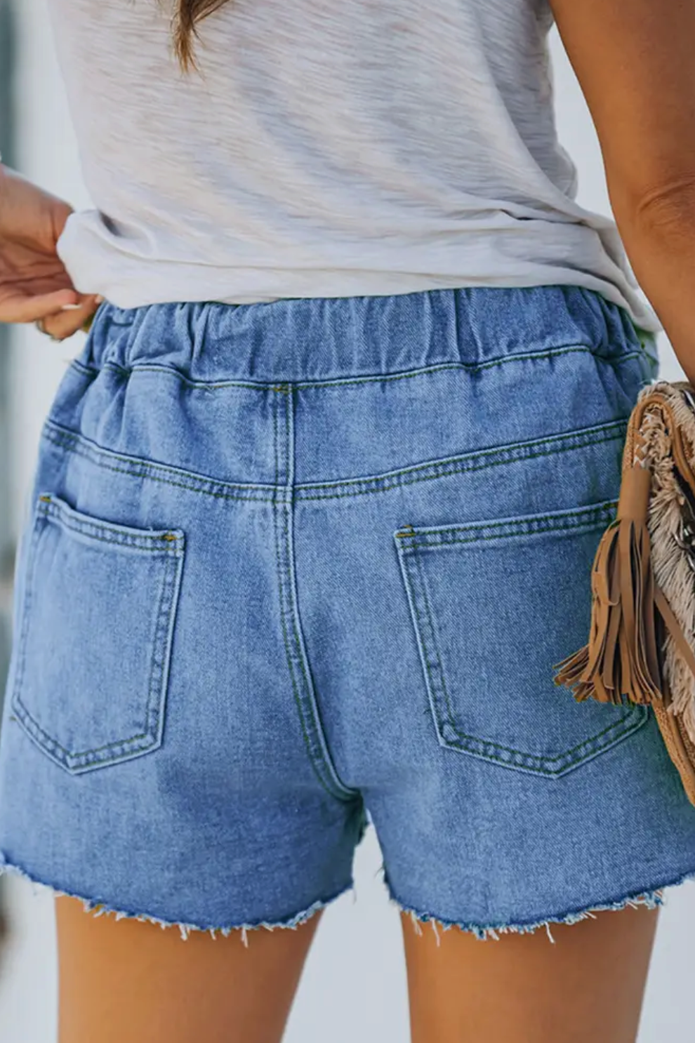 Distressed Ripped Pocketed Denim Shorts