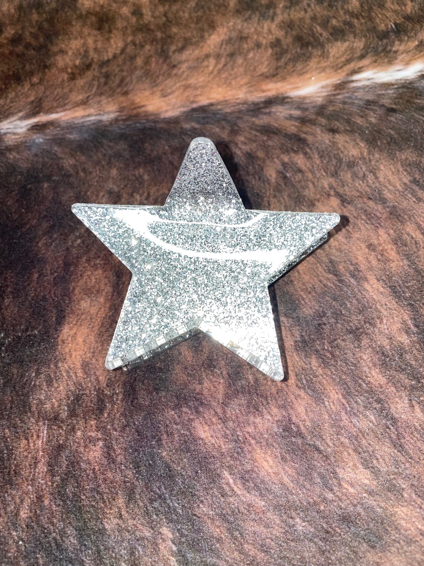 Silver Glitter Hair Claw Clip