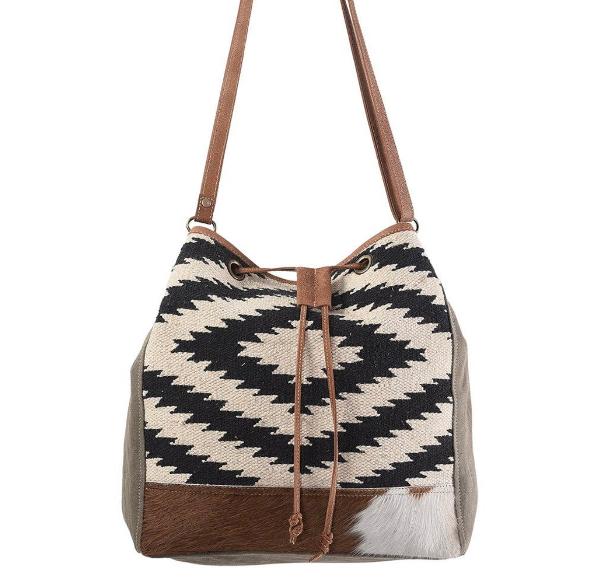BUCKET BAG Cowhide Canvas