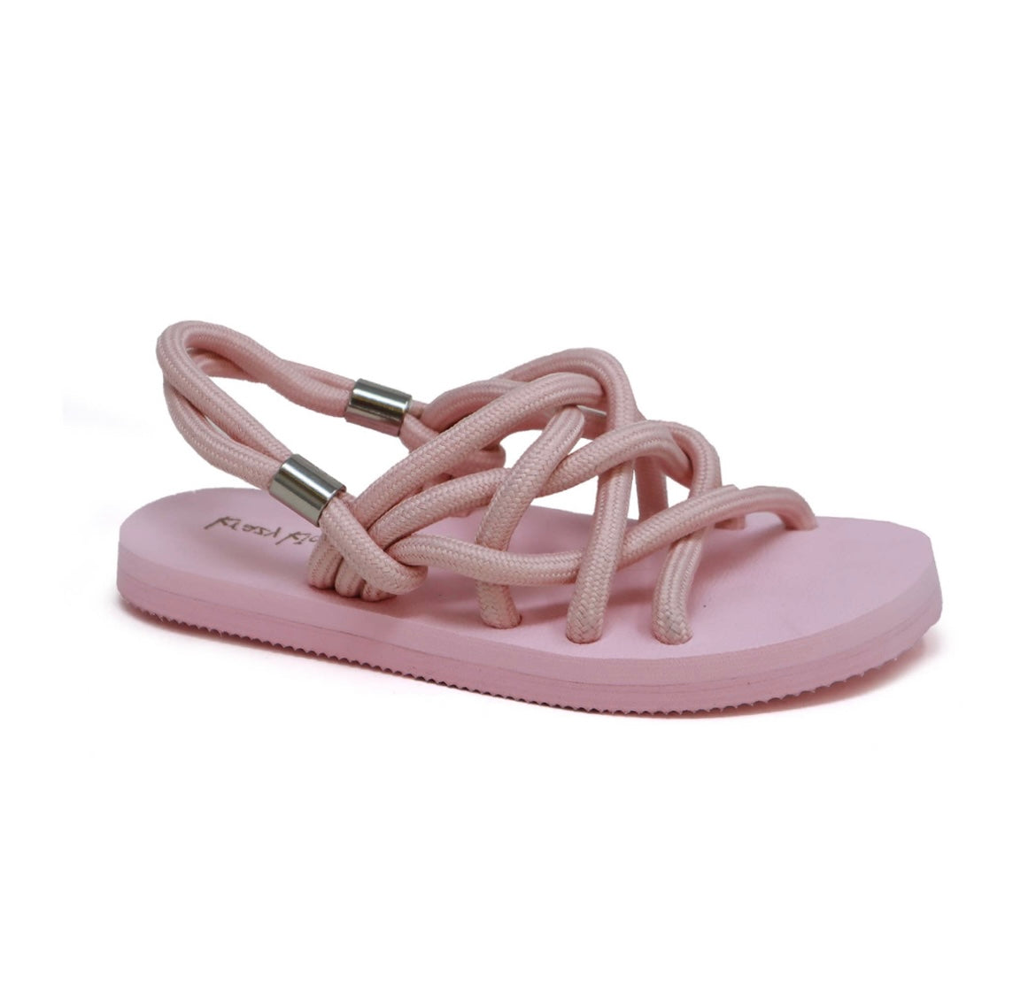 Girls Pearly Eva Lace Up Caged Beach Slide Sandals Pink