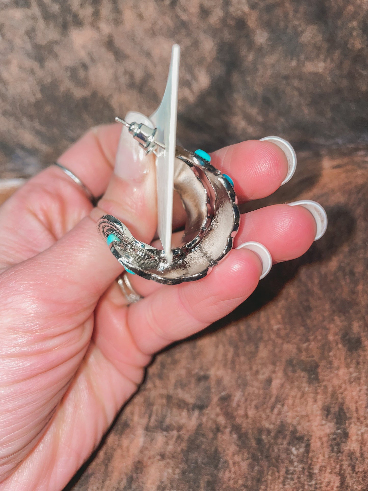 Turquoise Half Hoop Earrings