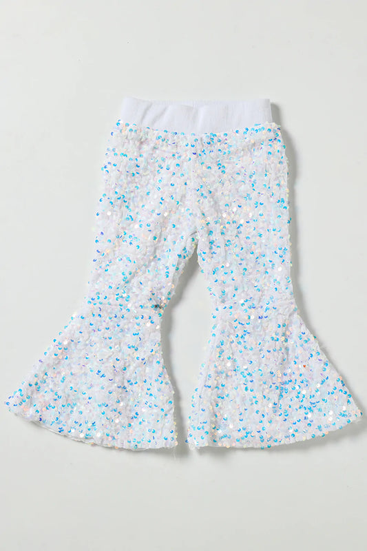 White Sequin Bellbottoms